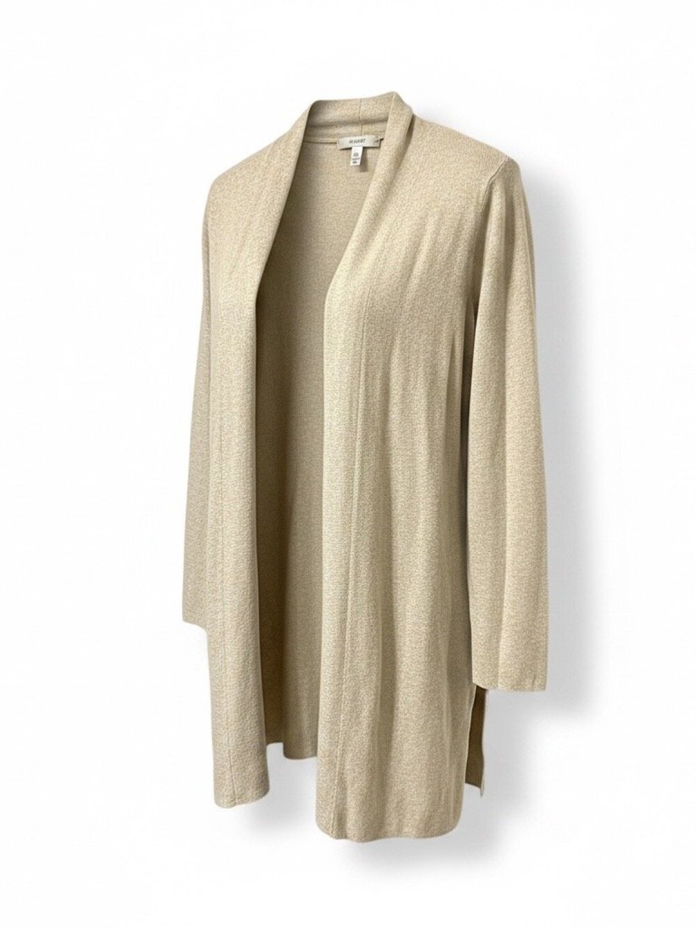 Eileen Fisher Linen Cotton Open Cardigan Petite PL Beige Lightweight Duster